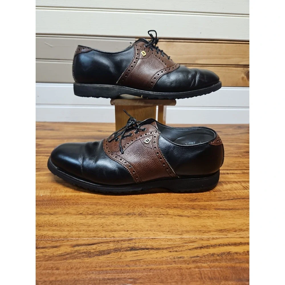Footjoy Classics Spikeless Leather Teaching Golf Shoe Black Brown Saddle Size 9C